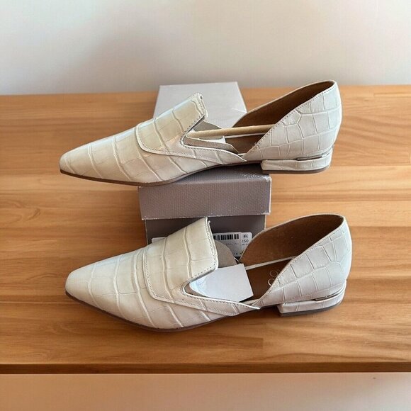 Franco Sarto Shoes - Franco Sarto Womens 6.5 M White Leather Flats Croc Print Loafers  Leather NEW